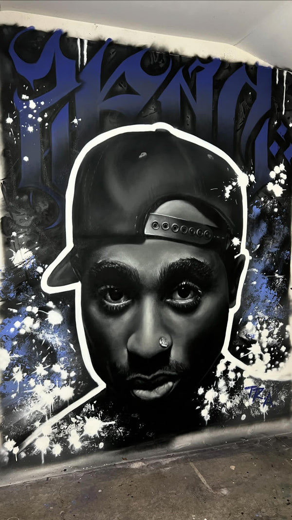 Tupac – Original Spray Paint Painting on Canvas (10 ft x 5 ft)