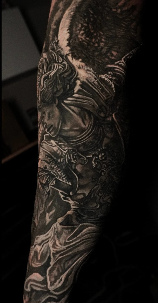 Angel figure cover-up, healed result