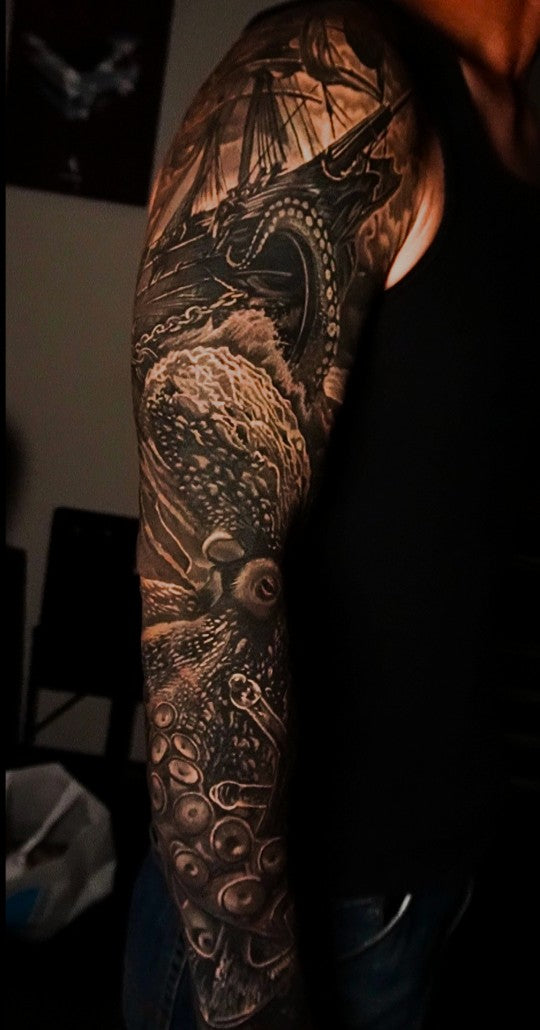 Ship and kraken sleeve cover-up, healed result