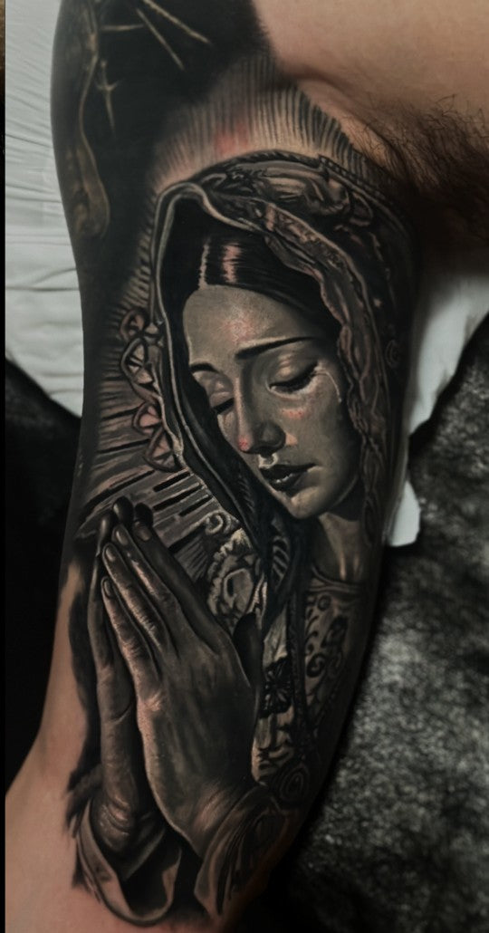 Mary portrait cover-up, healed result